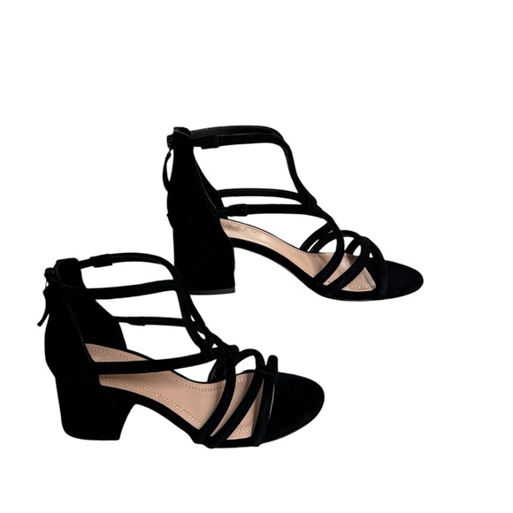 Sandro Elegant Black suede Block Heels Strappy Sandals Zipper at the back sz37 - Picture 5 of 6